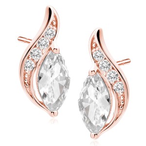 Cercei argint placati cu aur roz Marquise DiAmanti Z1081ERG_W-DIA (Argint 925‰ 1,8 g.)
